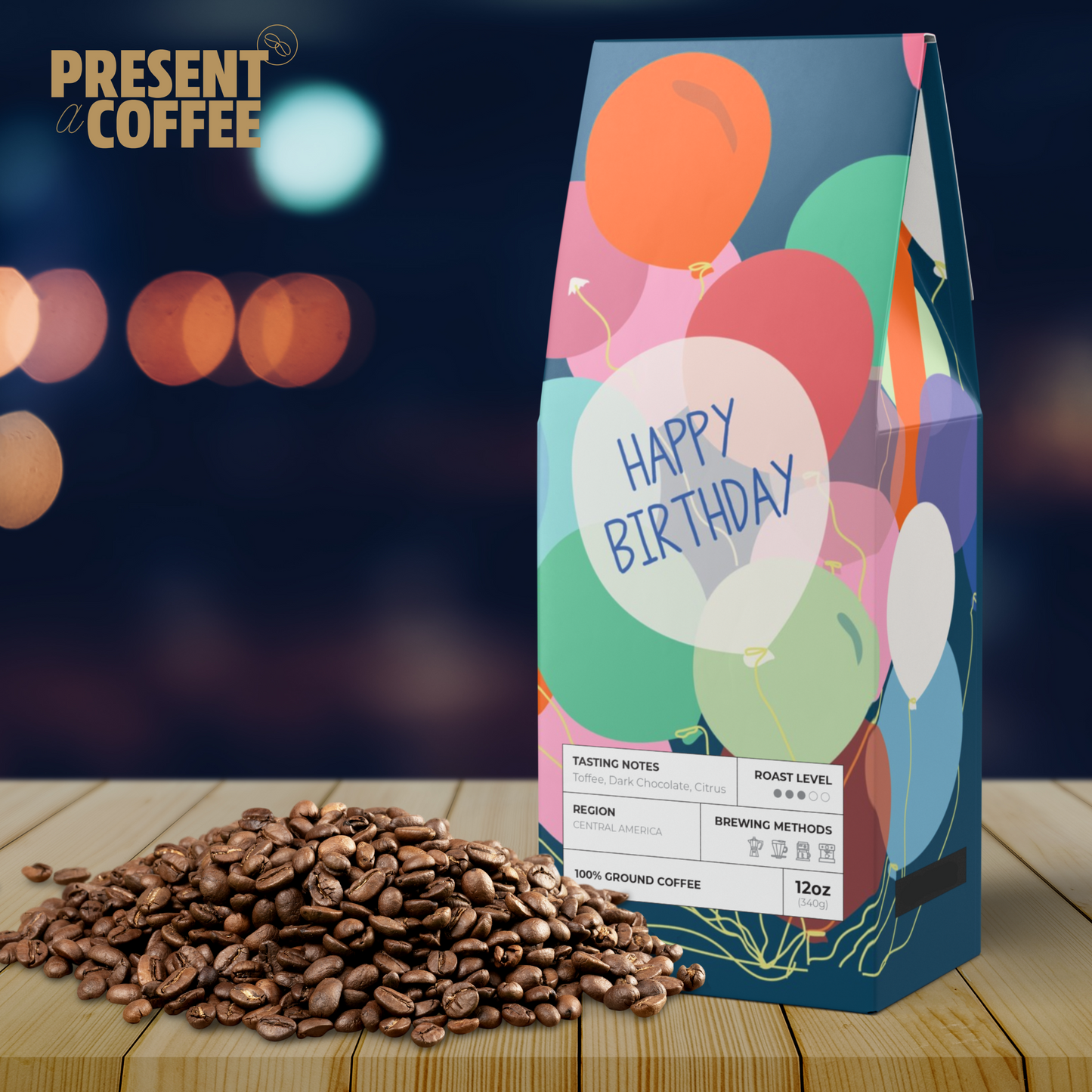 Happy Birthday Balloons Coffee Bag